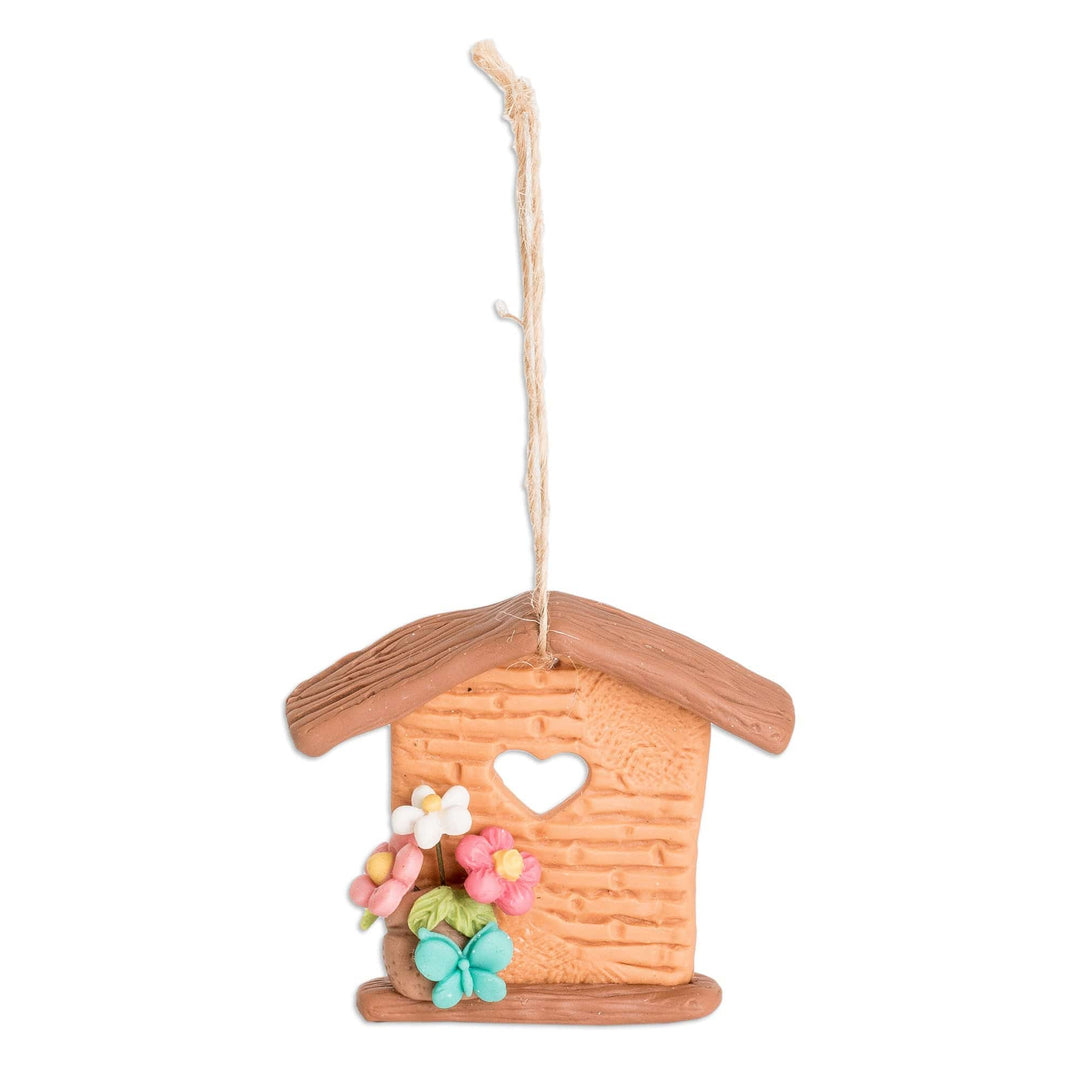 Hand-Painted House-Themed Ceramic and Papier Mache Ornament - Entry of Joy