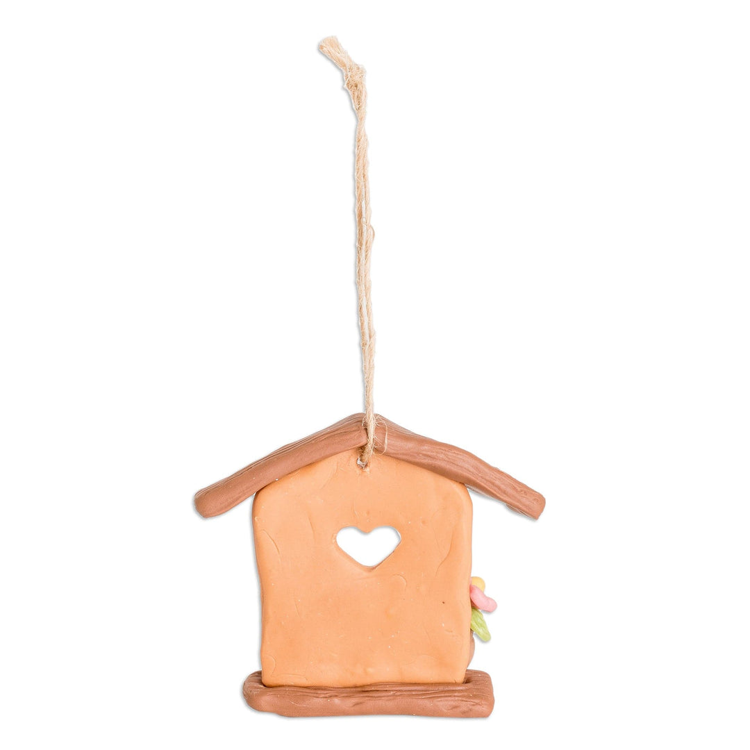 Hand-Painted House-Themed Ceramic and Papier Mache Ornament - Entry of Joy