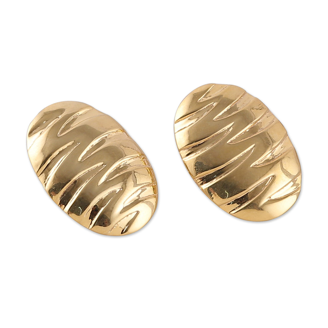 High-Polished Ellipse-Shaped Brass Drop Earrings - Ellipse Beauty