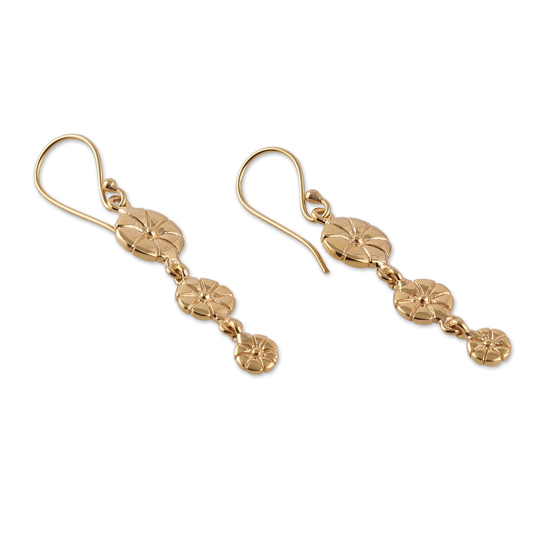 Floral High-Polished Brass Dangle Earrings from India - Floral Victory