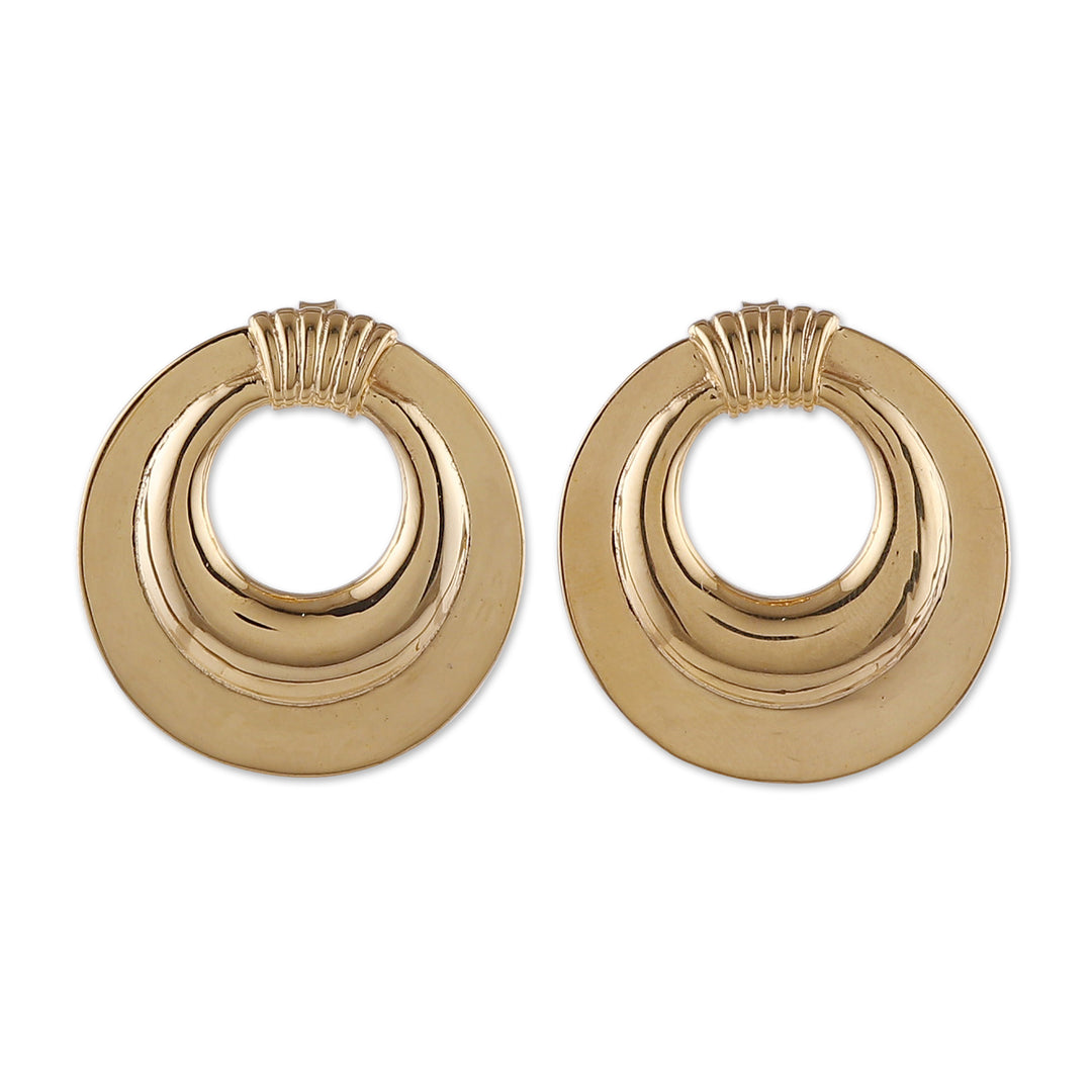 High-Polished Modern Round Brass Drop Earrings from India - Modern Connection