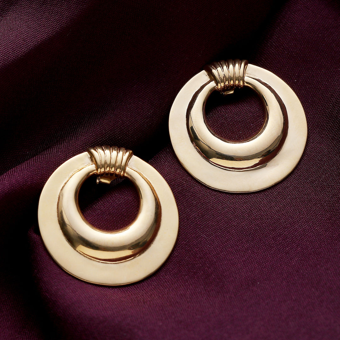 High-Polished Modern Round Brass Drop Earrings from India - Modern Connection