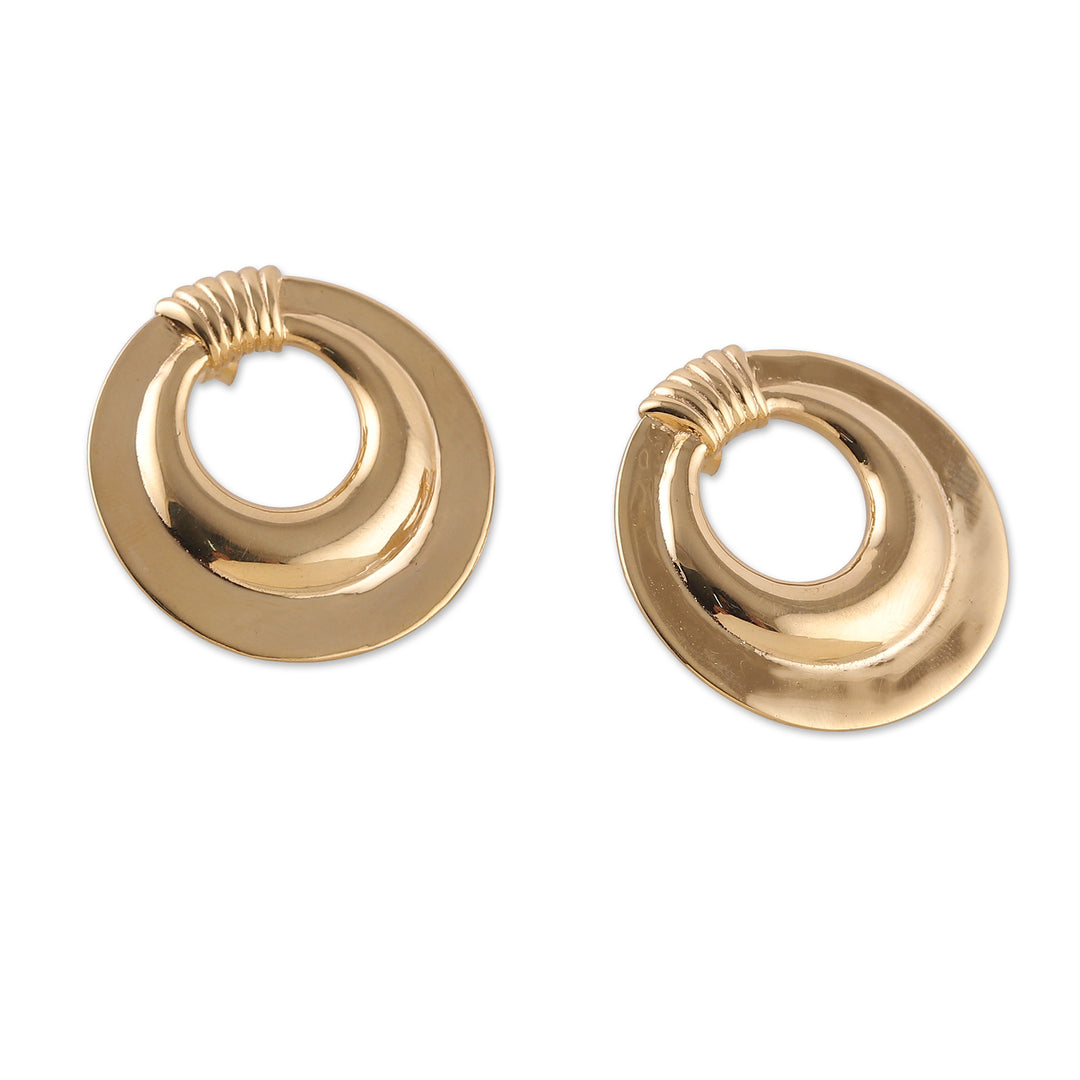 High-Polished Modern Round Brass Drop Earrings from India - Modern Connection