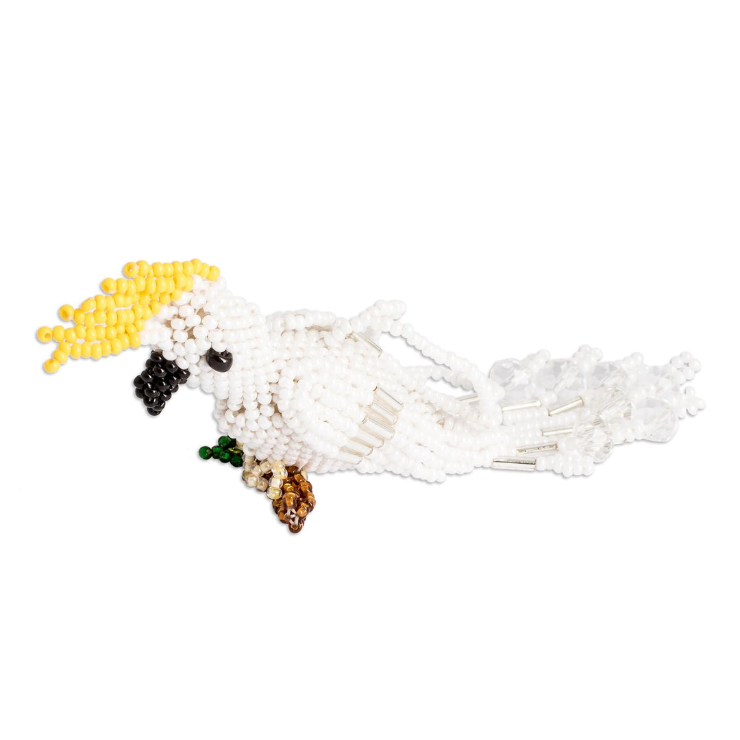 Crystal and Glass Beaded White Cockatoo-Themed Ornament - White Cockatoo