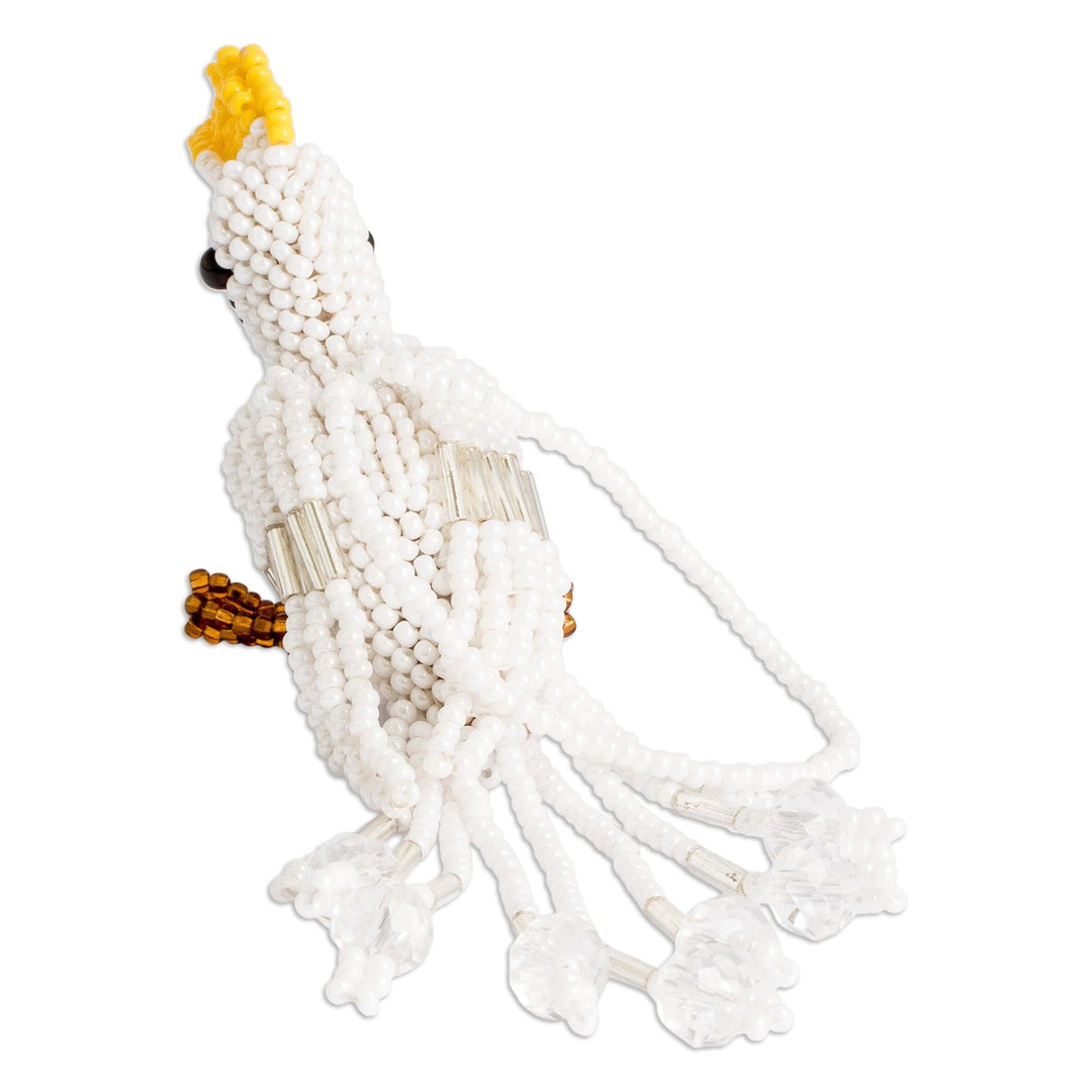 Crystal and Glass Beaded White Cockatoo-Themed Ornament - White Cockatoo