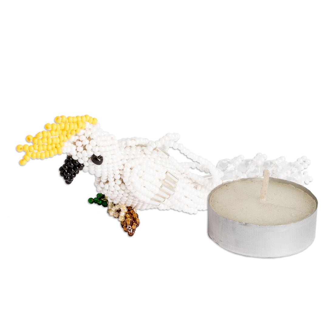 Crystal and Glass Beaded White Cockatoo-Themed Ornament - White Cockatoo