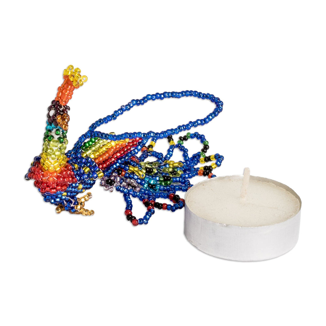 Colorful Glass Beaded Peacock-Themed Ornament from Guatemala - Colorful Real Beauty