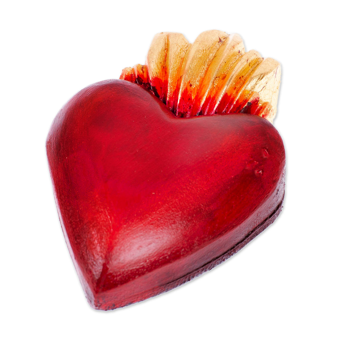 Sacred Heart-Themed Red and Golden Pinewood Wall Accent - Sacred Beats