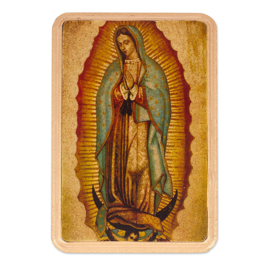 Decoupage on Pinewood Wall Plaque of Our Lady of Guadalupe - Our Lady of Tepeyac