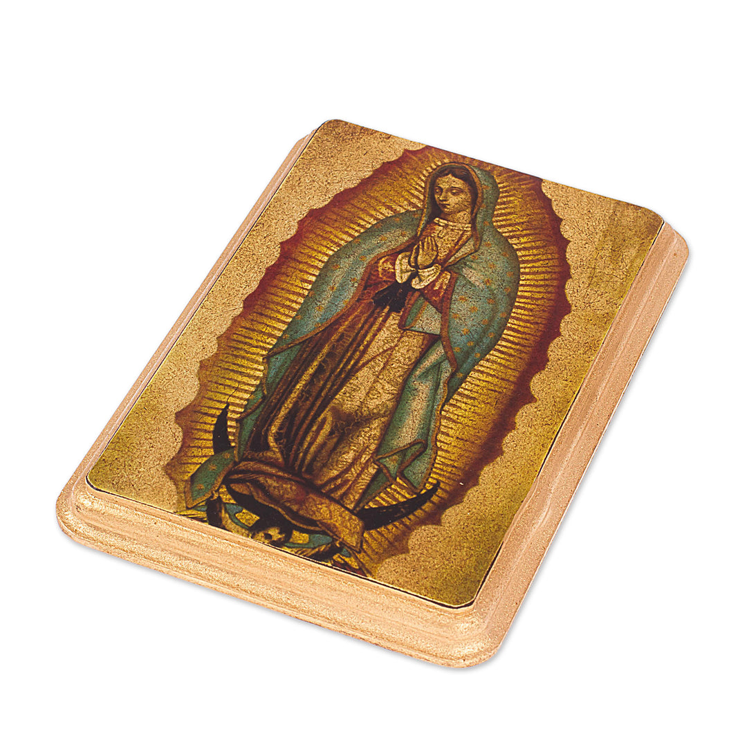 Decoupage on Pinewood Wall Plaque of Our Lady of Guadalupe - Our Lady of Tepeyac
