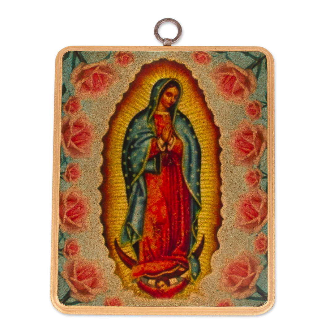 Our Lady of Guadalupe-Themed Decoupage on Wood Wall Plaque - Our Lady of the Roses