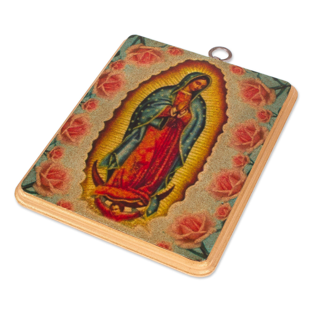 Our Lady of Guadalupe-Themed Decoupage on Wood Wall Plaque - Our Lady of the Roses