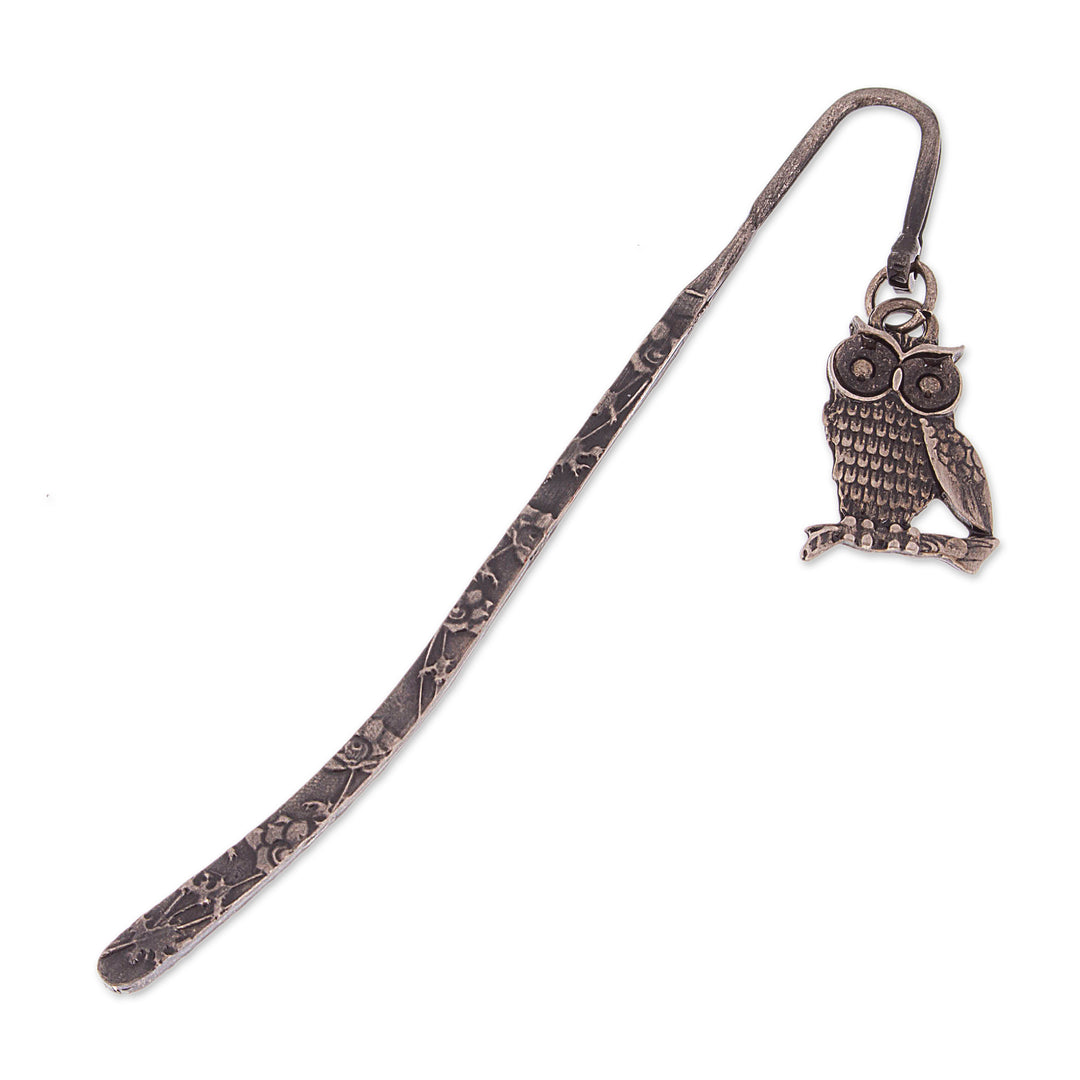 Antique-Finished Zamac Metal Bookmark with Owl Charm - Antique Wisdom