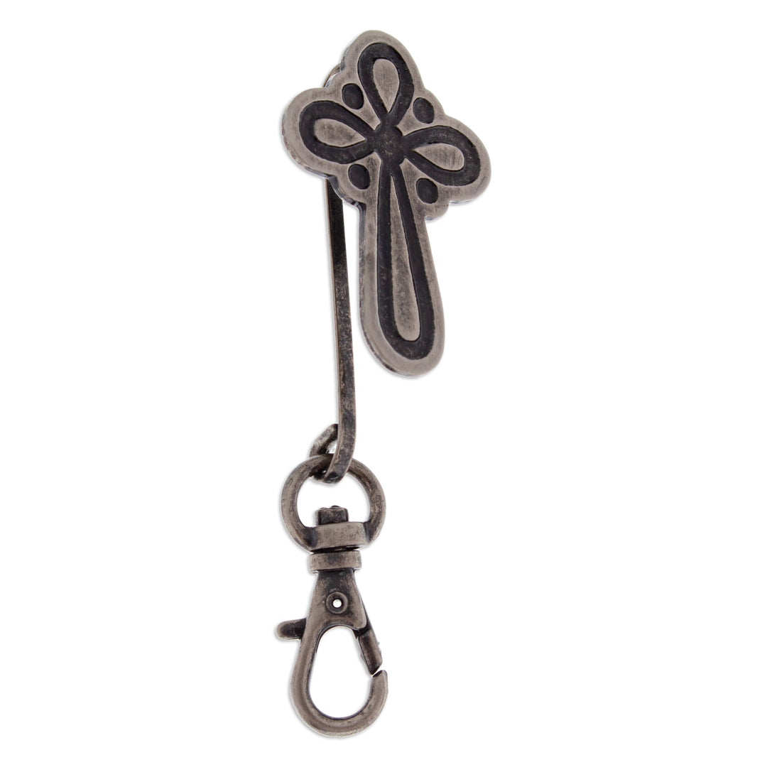 Antique-Finished Cross-Themed Zamac Metal Keychain - Noble Devotion