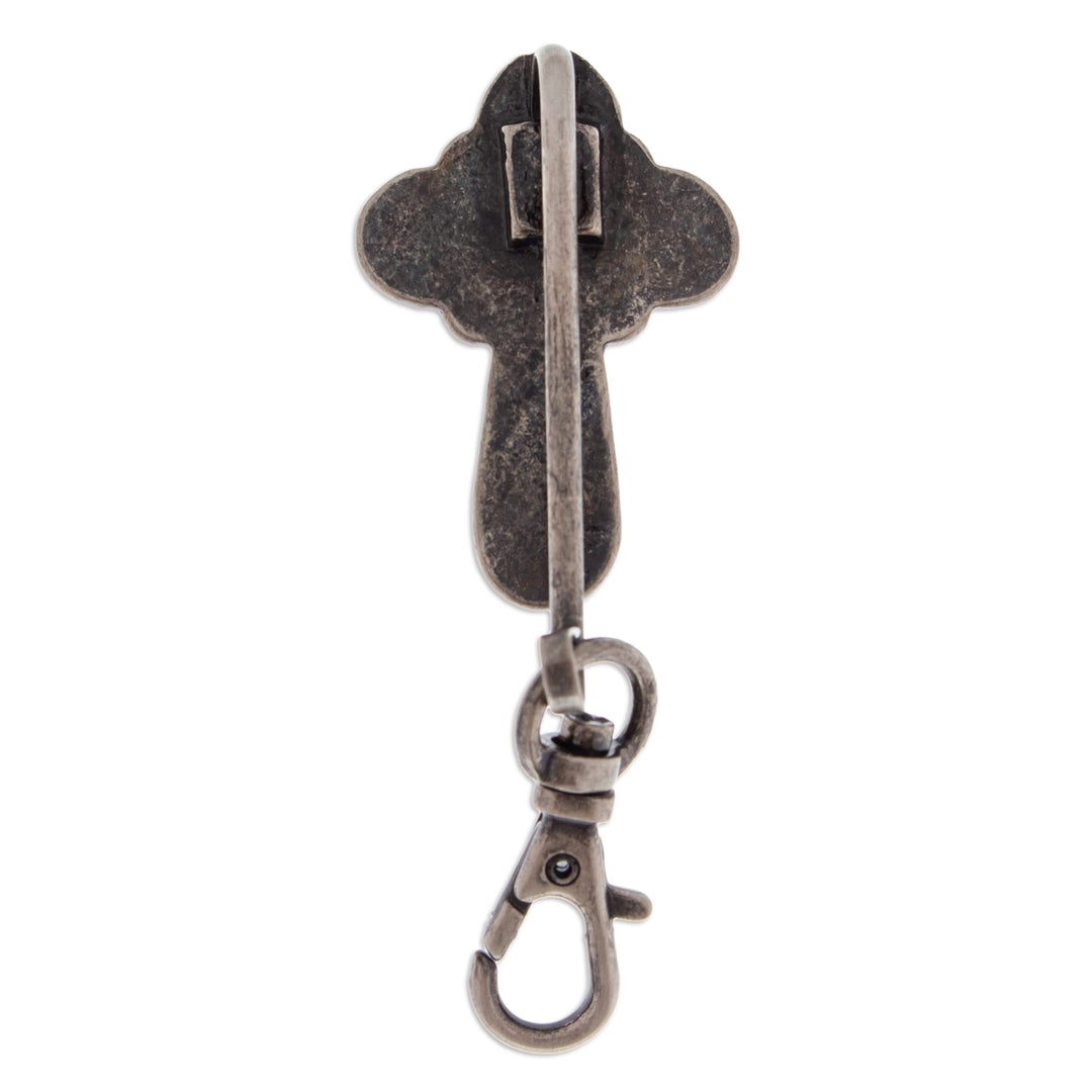 Antique-Finished Cross-Themed Zamac Metal Keychain - Noble Devotion