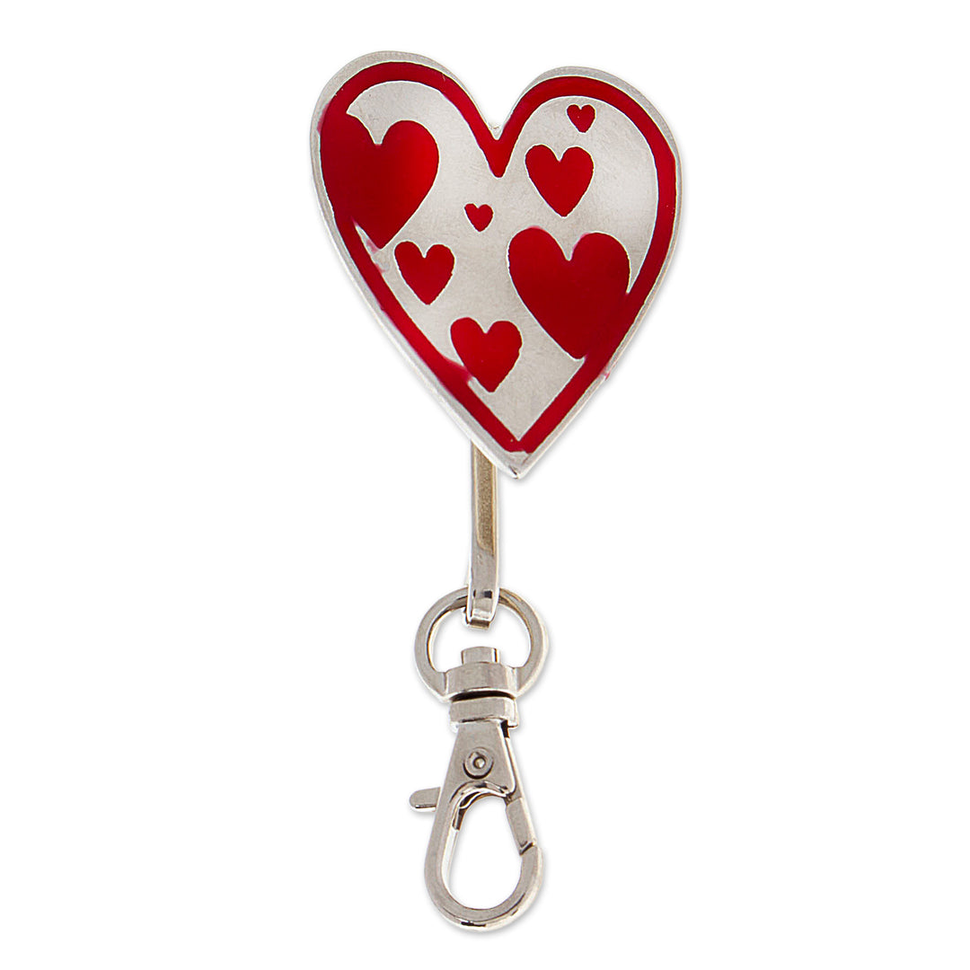 Heart-Shaped Zamac Metal and Red Resin Keychain - Passion Everyday