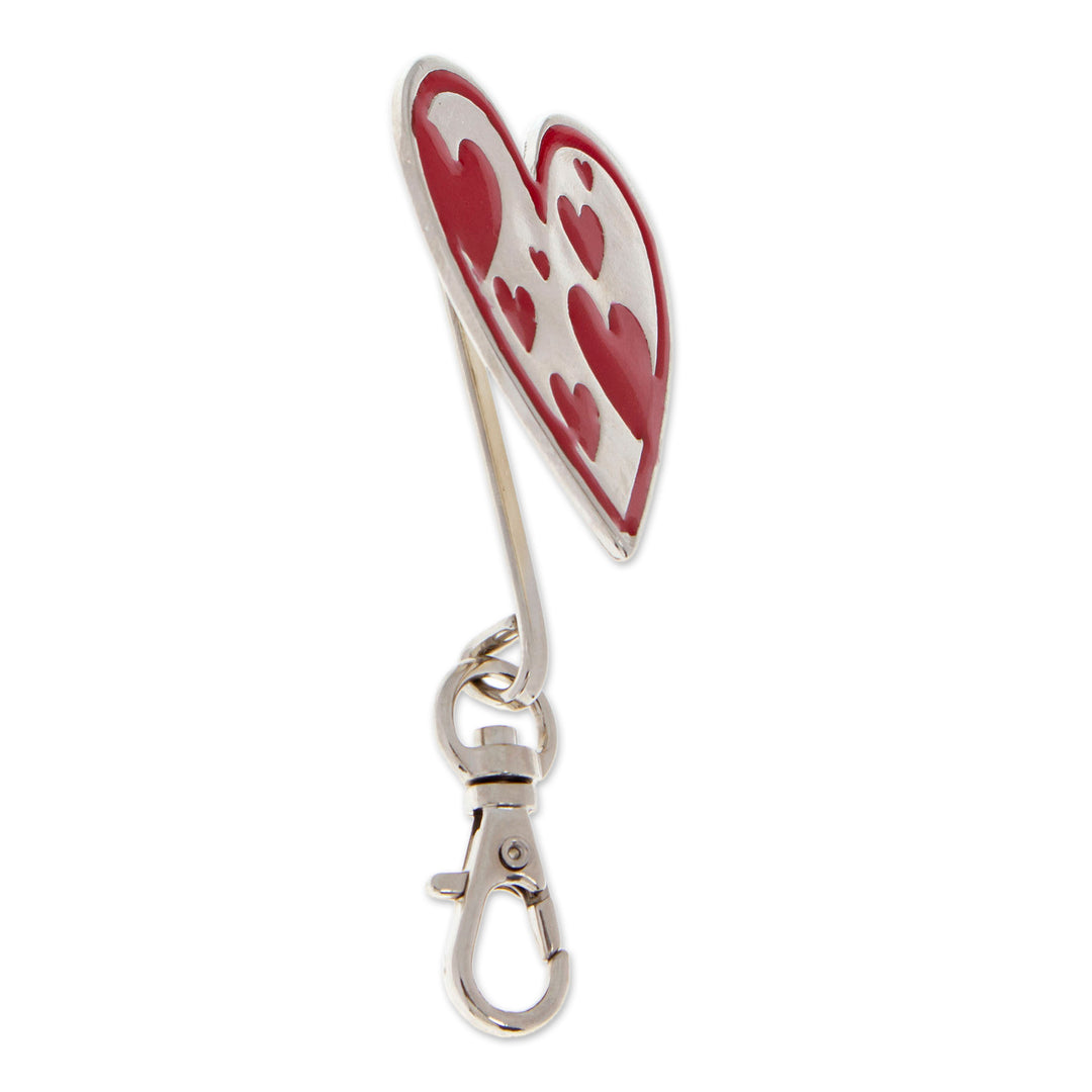 Heart-Shaped Zamac Metal and Red Resin Keychain - Passion Everyday