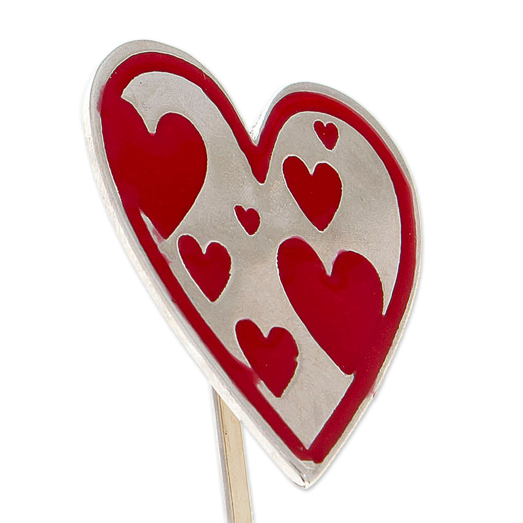 Heart-Shaped Zamac Metal and Red Resin Keychain - Passion Everyday