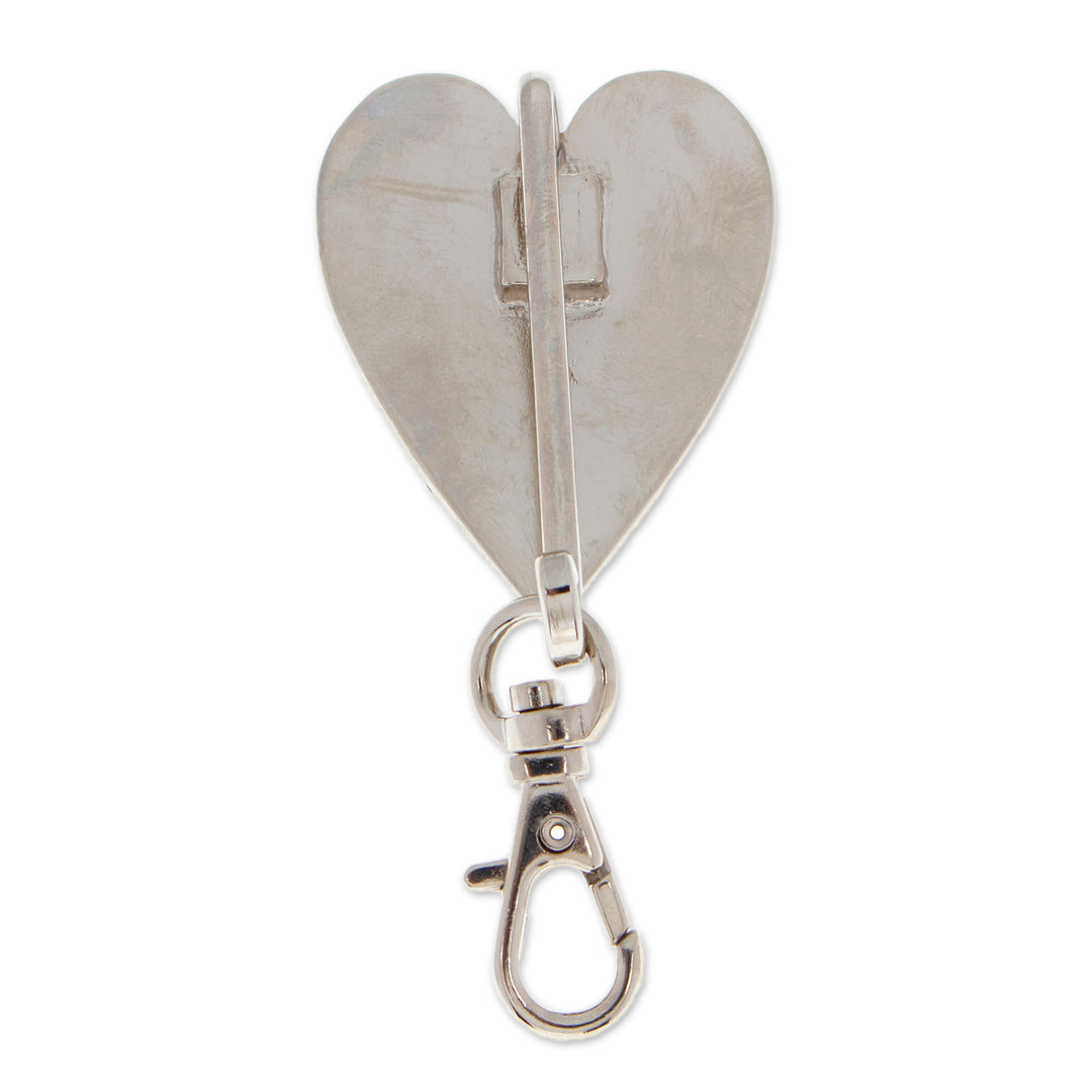 Heart-Shaped Zamac Metal and Red Resin Keychain - Passion Everyday