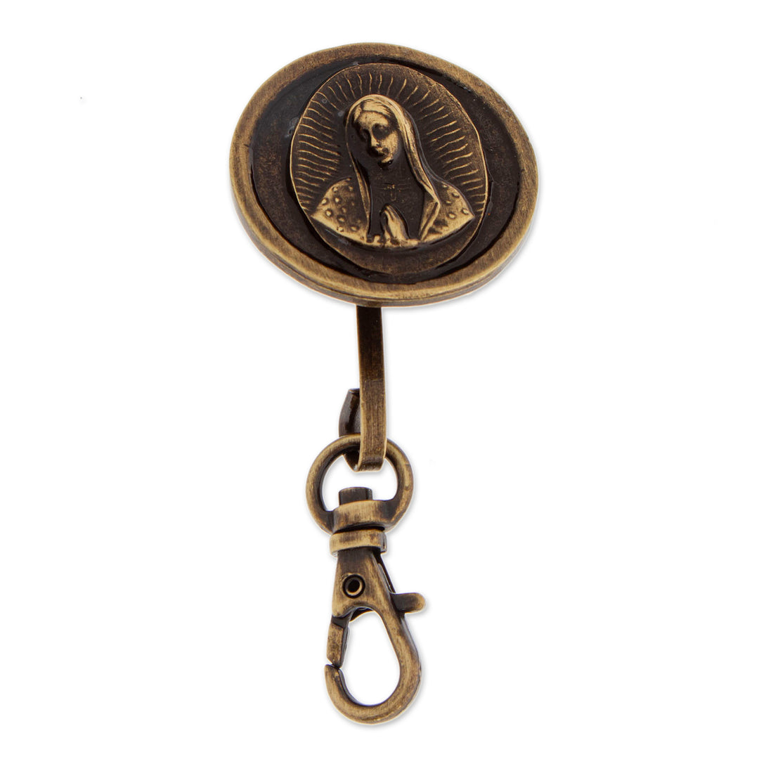 Antique-Finished Our Lady of Guadalupe Zamac Metal Keychain - Guadalupe's Loyalty