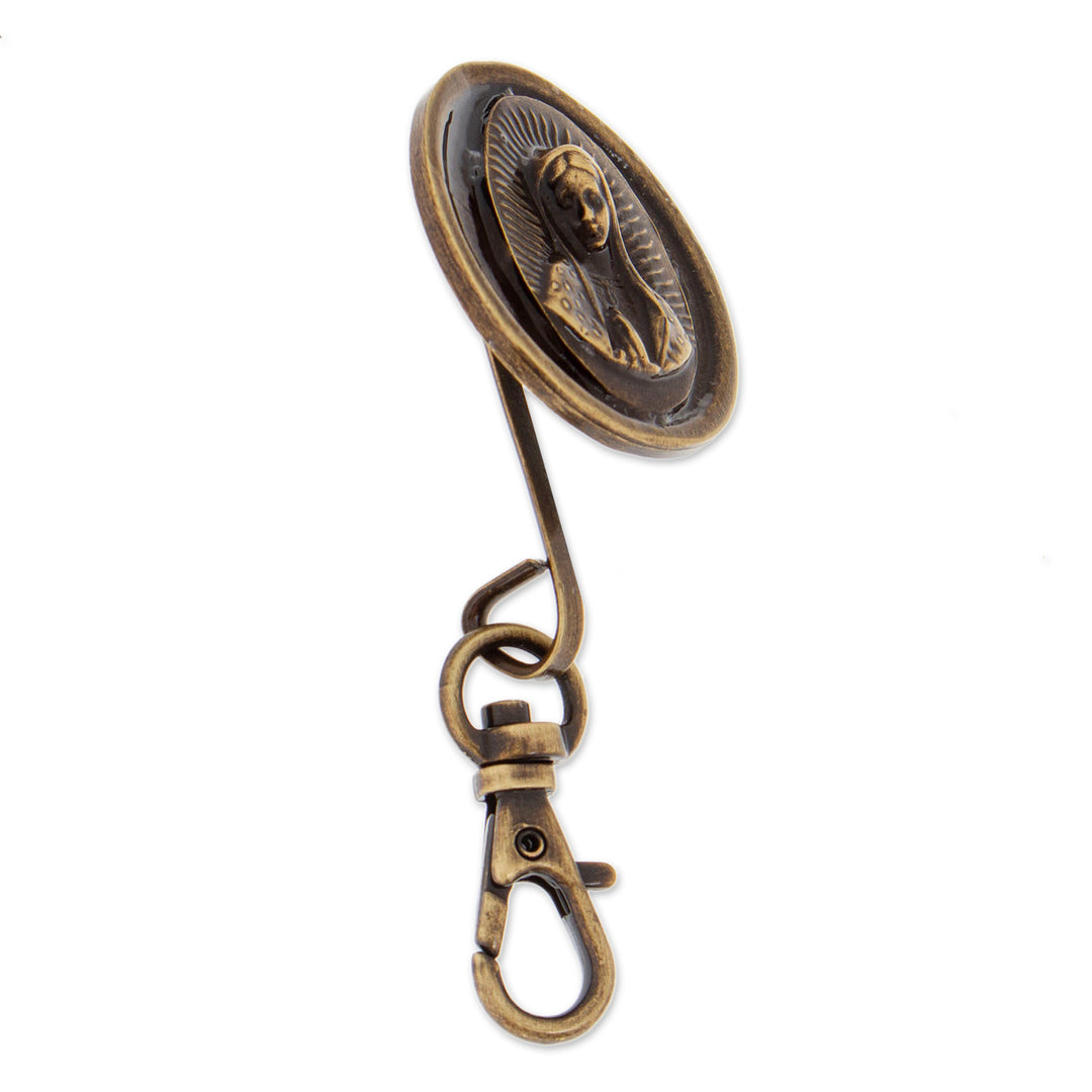 Antique-Finished Our Lady of Guadalupe Zamac Metal Keychain - Guadalupe's Loyalty
