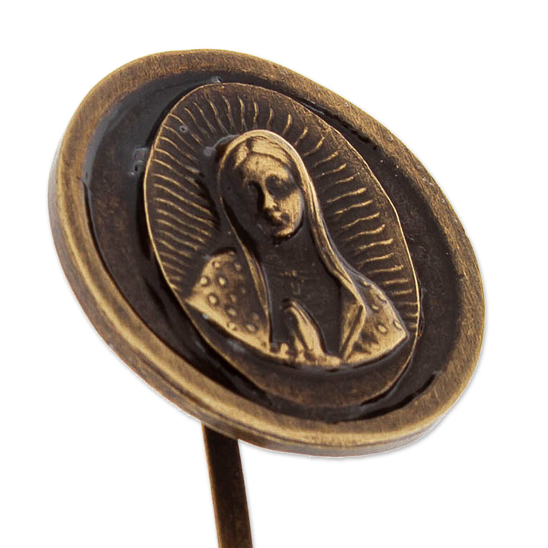 Antique-Finished Our Lady of Guadalupe Zamac Metal Keychain - Guadalupe's Loyalty