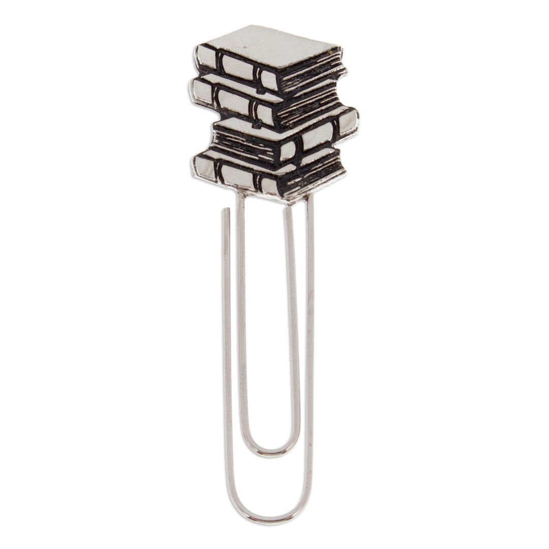 Book-Themed High-Polished Zamac Metal Clip Bookmark - Adventures & Pages