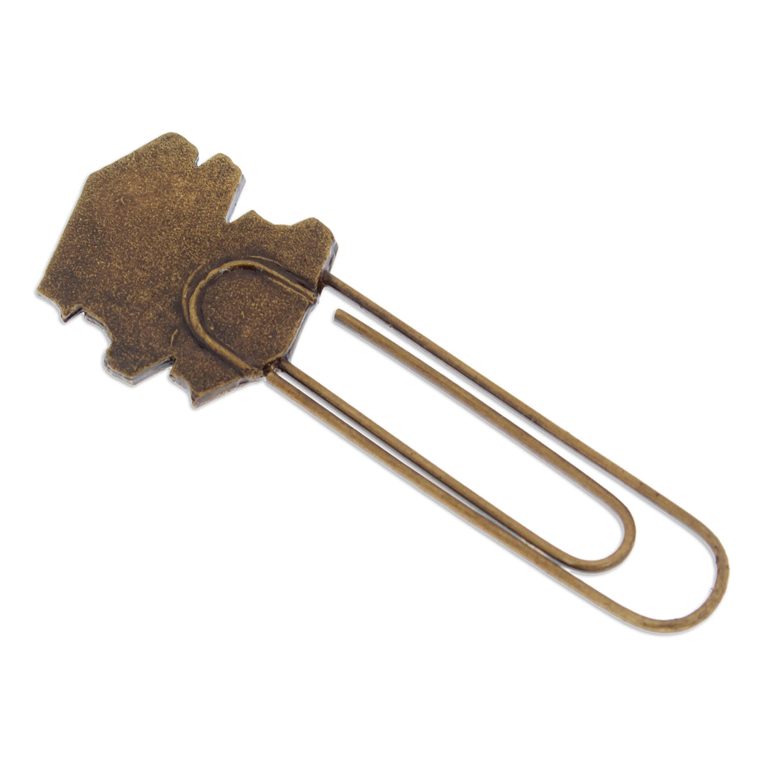Book-Themed Antiqued Golden Zamac Metal Clip Bookmark - Regal Adventures & Pages