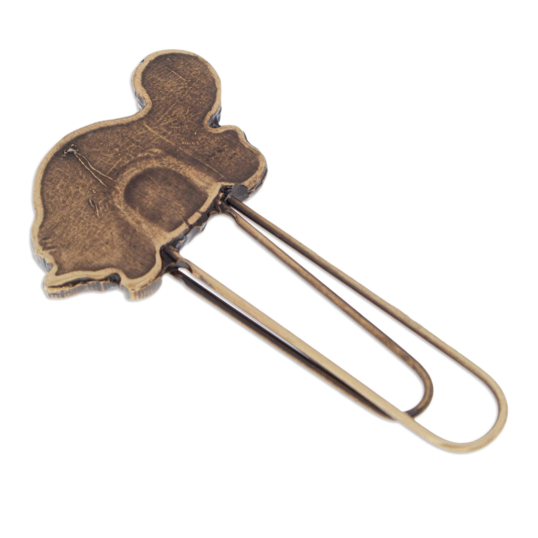 Antique-Finished Golden Zamac Metal Turtle Clip Bookmark - Regal Carapace