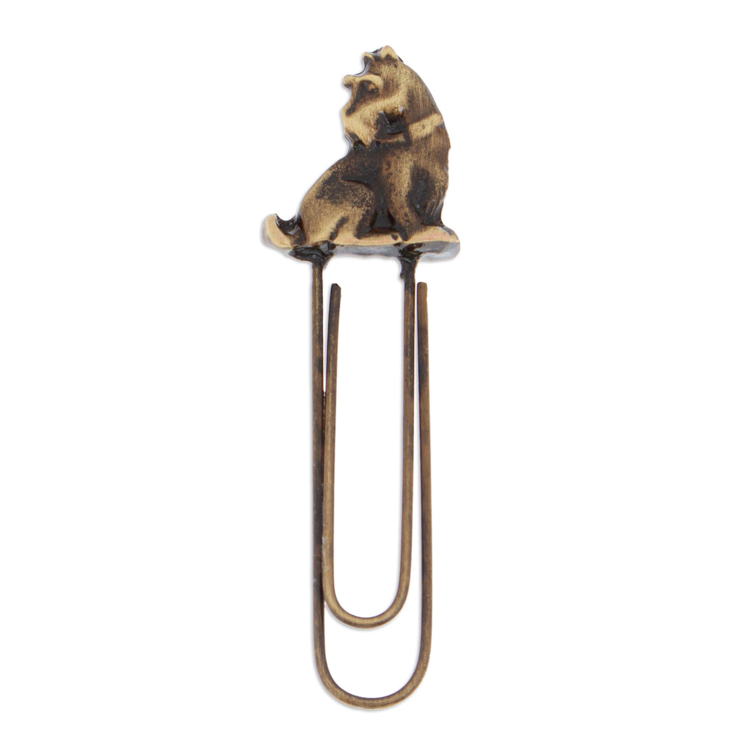 Antique-Finished Dog-Shaped Golden Zamac Metal Clip Bookmark - Loyal Glory