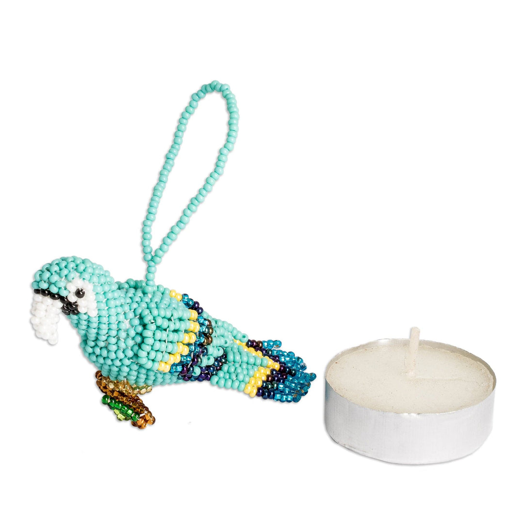 Pair of Glass Beaded Macaw-Themed Ornaments from Guatemala - Marvelous Macaws