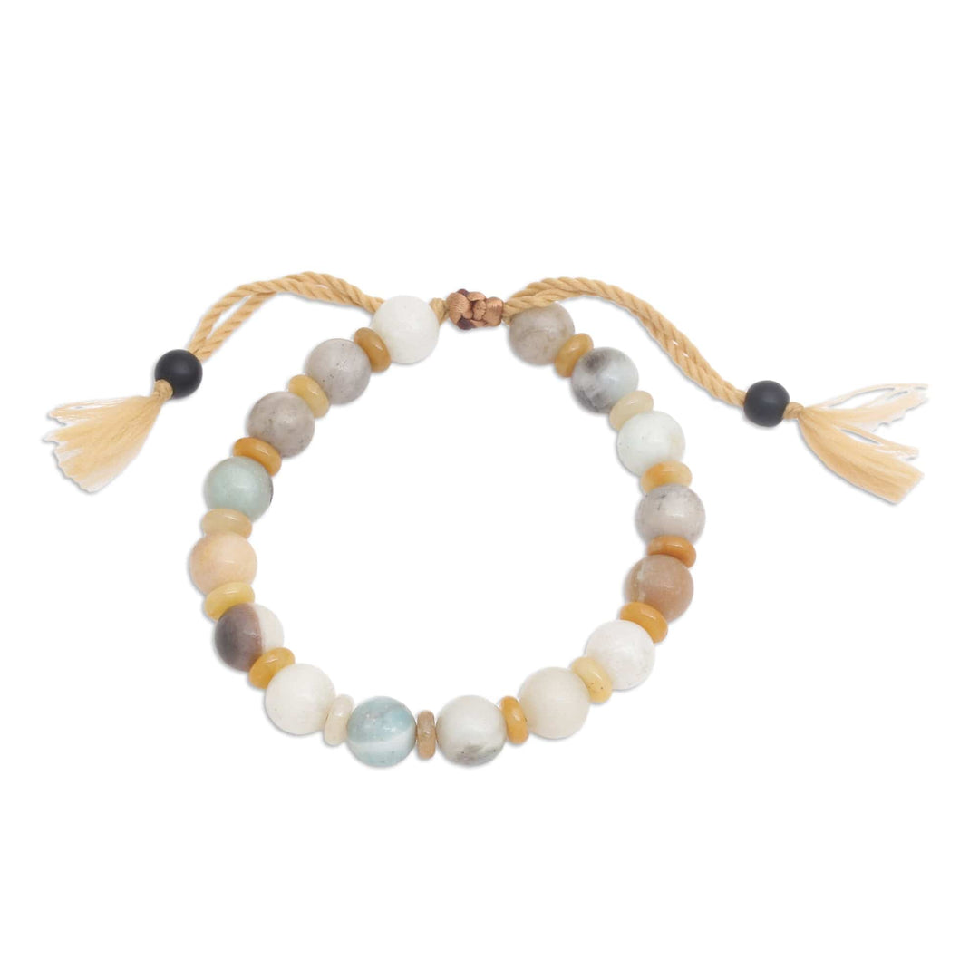 Bohemian Adjustable Amazonite Beaded Bracelet from Bali - Tranquil Waves
