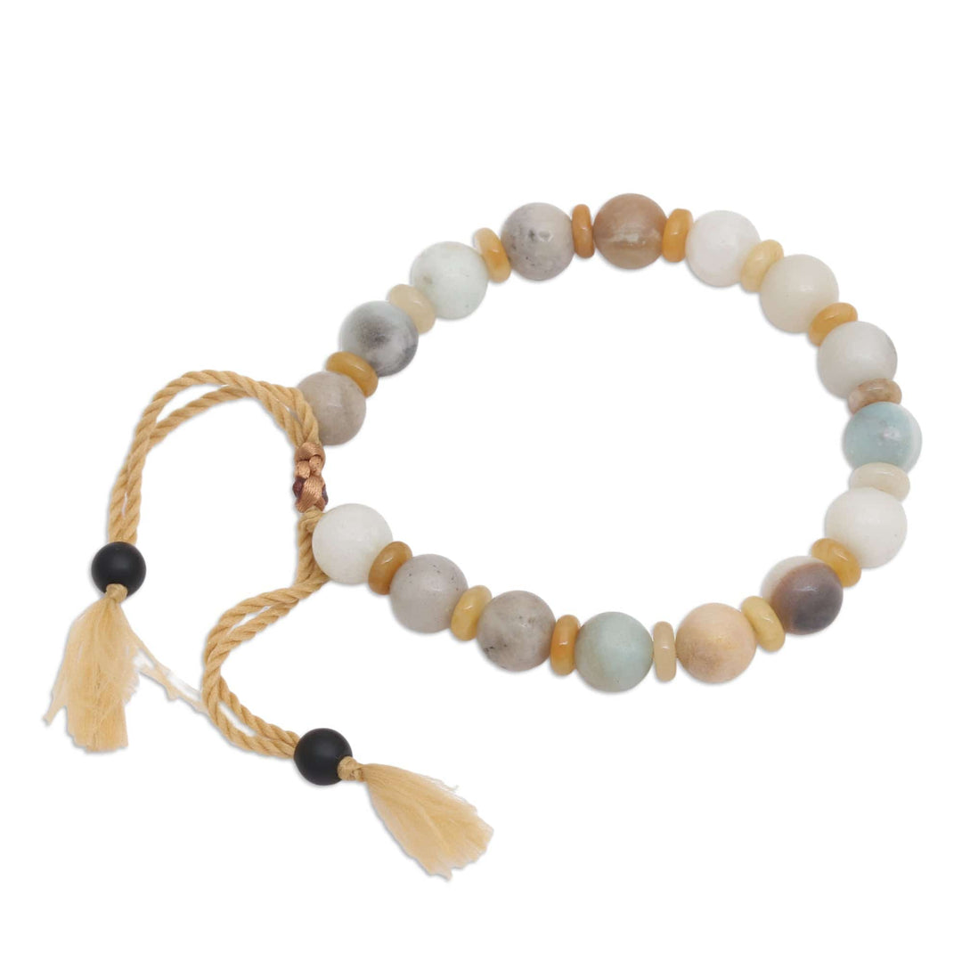 Bohemian Adjustable Amazonite Beaded Bracelet from Bali - Tranquil Waves