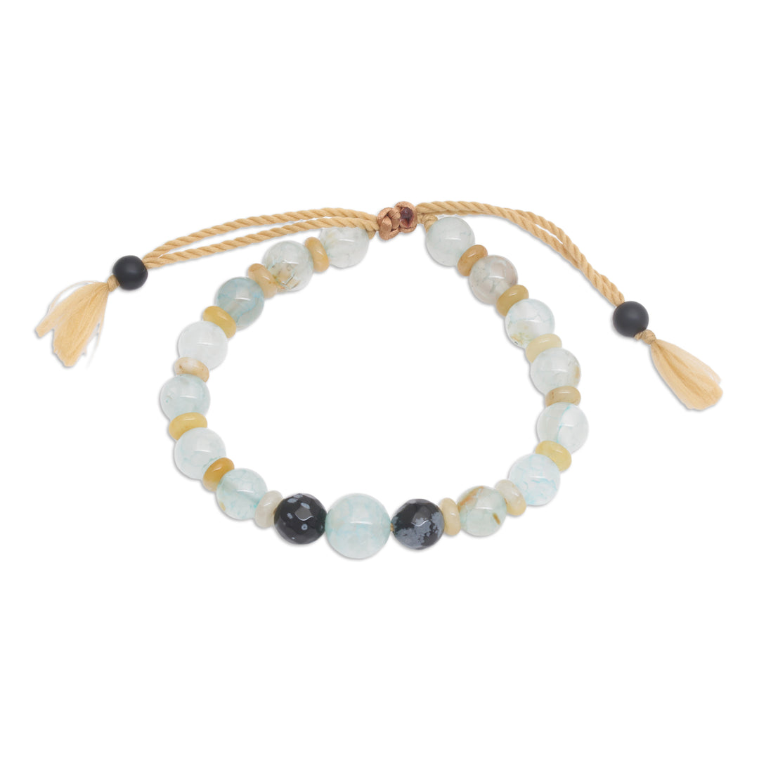 Bohemian Adjustable Multi-Gemstone Beaded Bracelet from Bali - Clear Waves