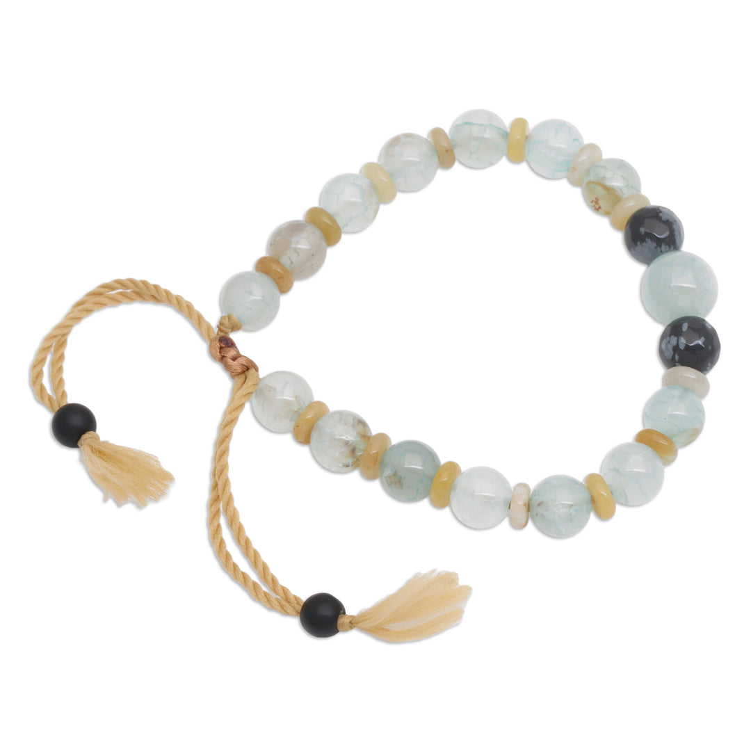 Bohemian Adjustable Multi-Gemstone Beaded Bracelet from Bali - Clear Waves