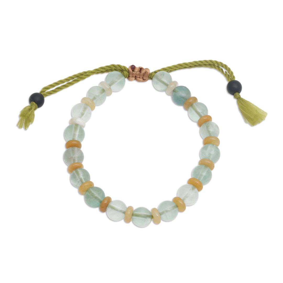 Bohemian Adjustable Fluorite and Beryl Beaded Yoga Bracelet - Frosted Glam