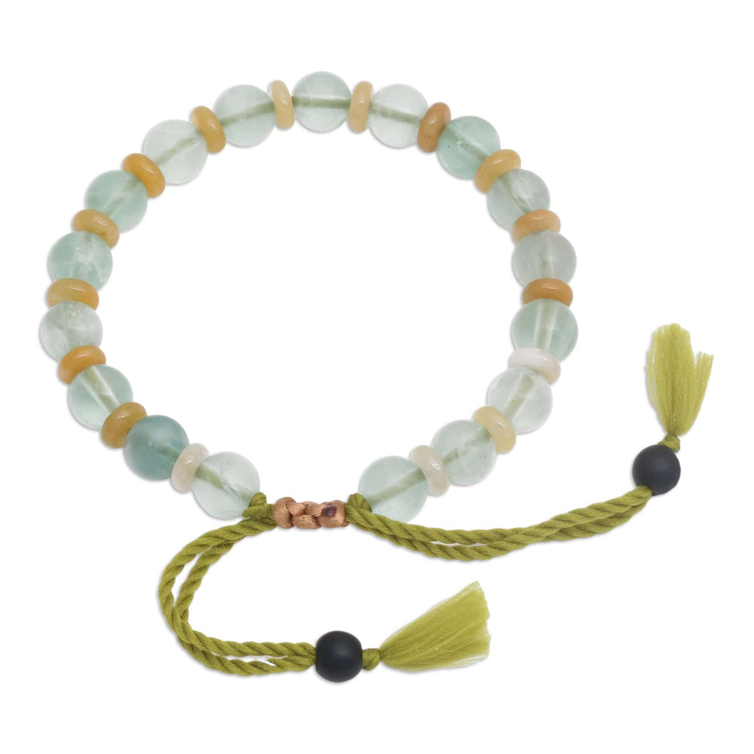 Bohemian Adjustable Fluorite and Beryl Beaded Yoga Bracelet - Frosted Glam