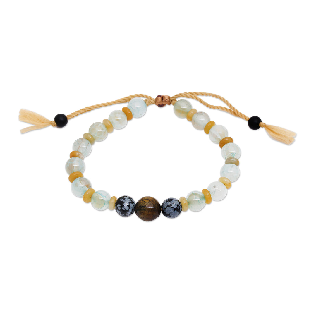 Adjustable Multi-Gemstone Beaded Yoga Bracelet from Bali - Spiritual Blend