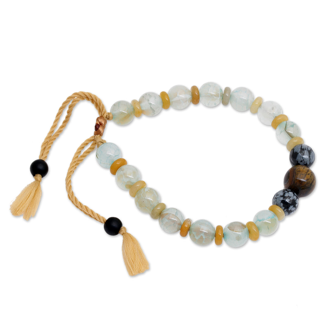 Adjustable Multi-Gemstone Beaded Yoga Bracelet from Bali - Spiritual Blend
