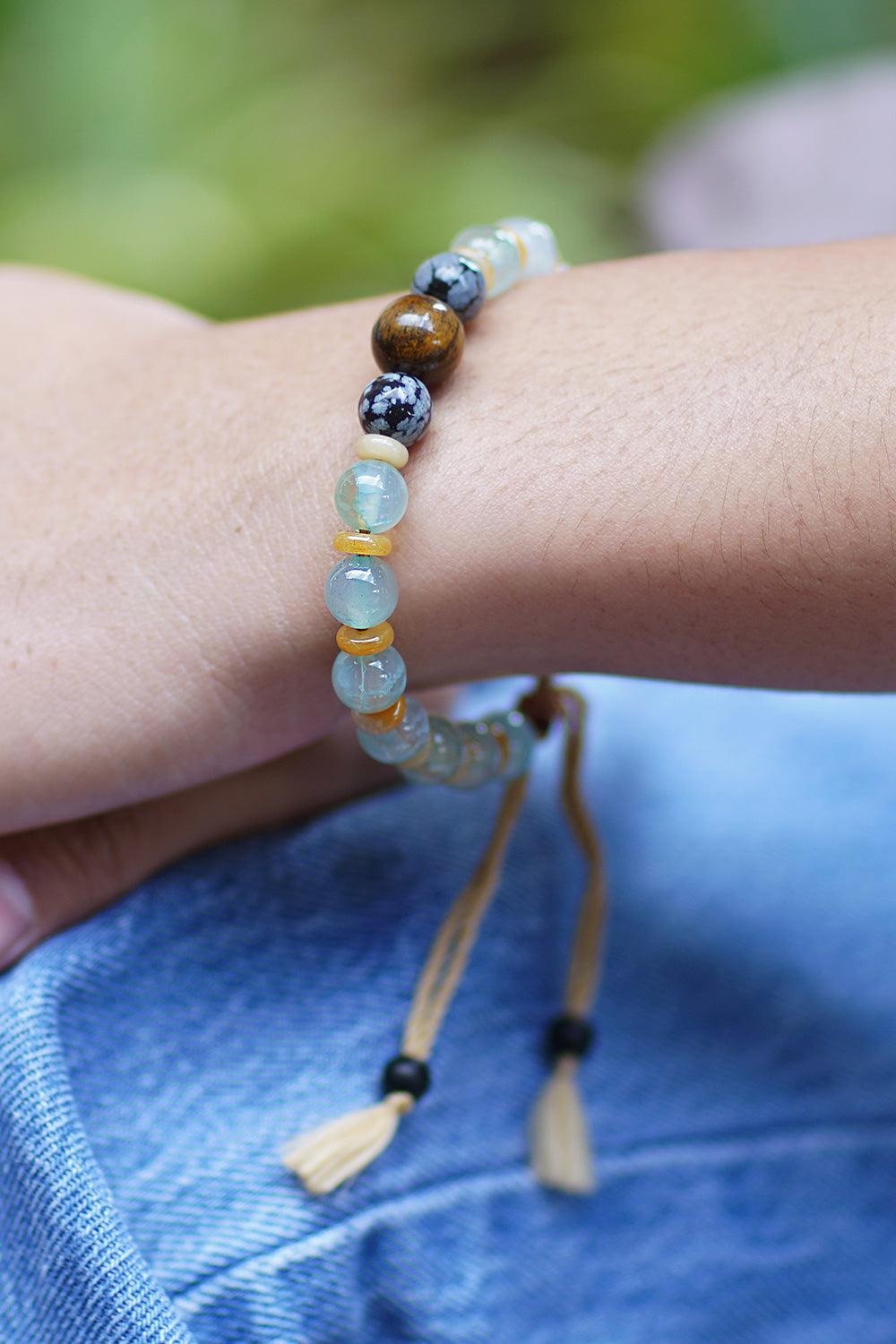 Adjustable Multi-Gemstone Beaded Yoga Bracelet from Bali - Spiritual Blend