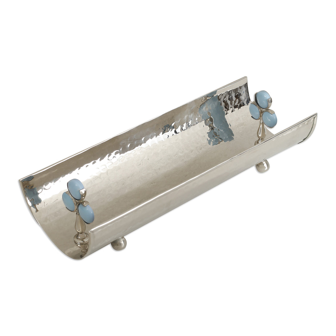 Classic Hammered Nickel-Plated Brass and Resin Platter - Timeless Gathering