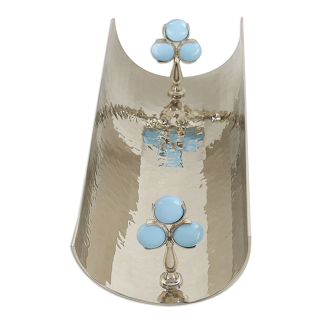 Classic Hammered Nickel-Plated Brass and Resin Platter - Timeless Gathering