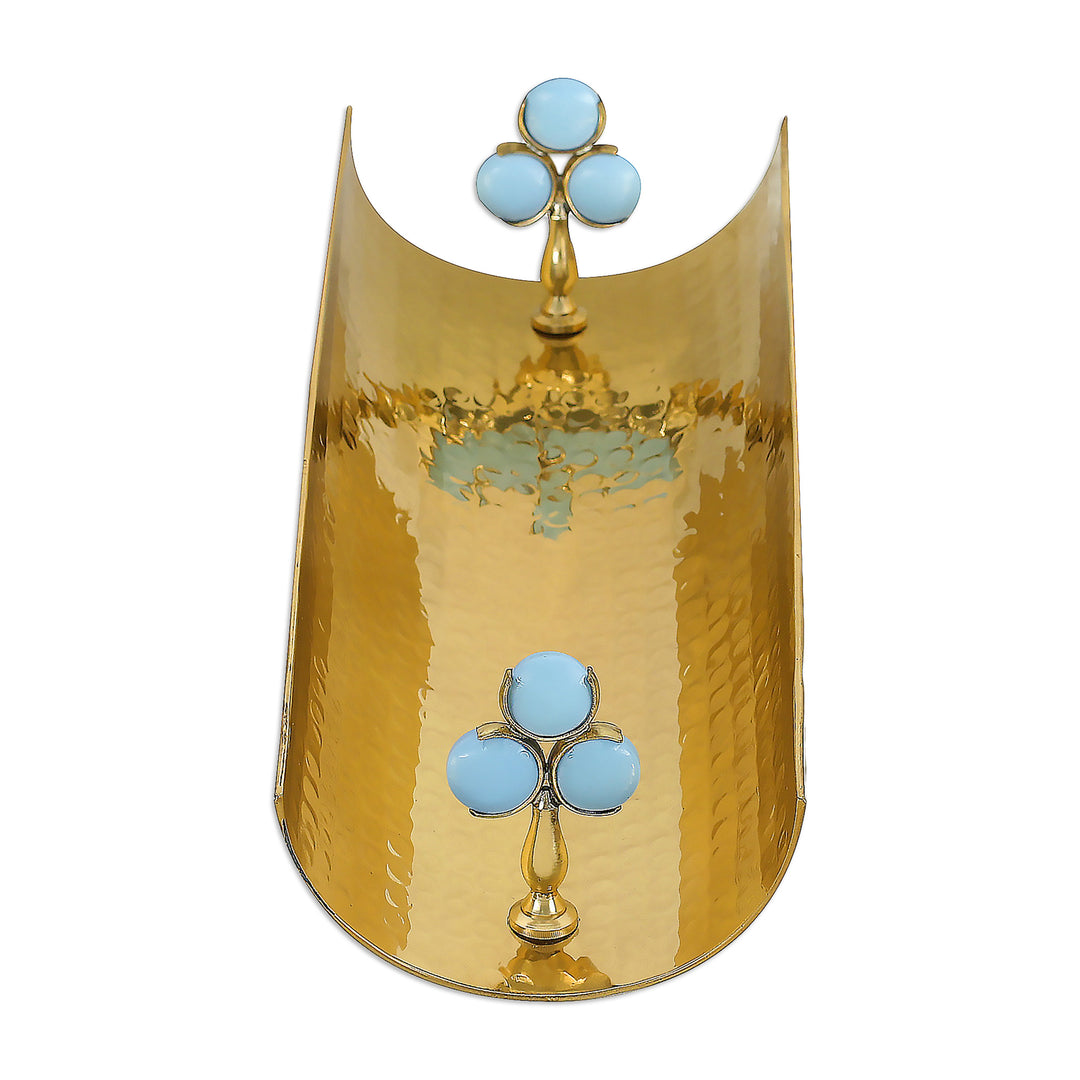 Classic Hammered Brass and Resin Platter from India - Victorious Gathering