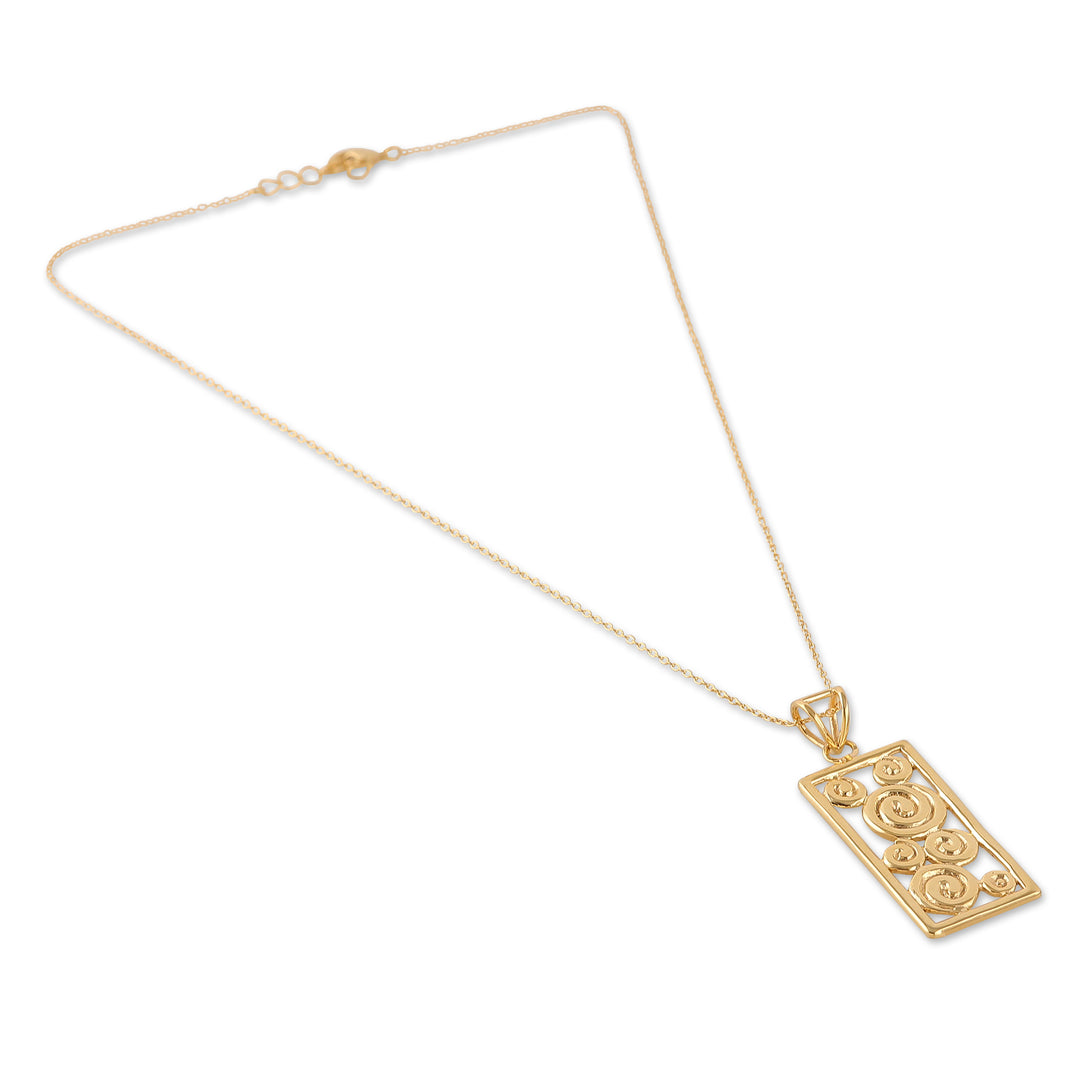 High-Polished Spiral-Patterned Brass Pendant Necklace - Spiral Blast