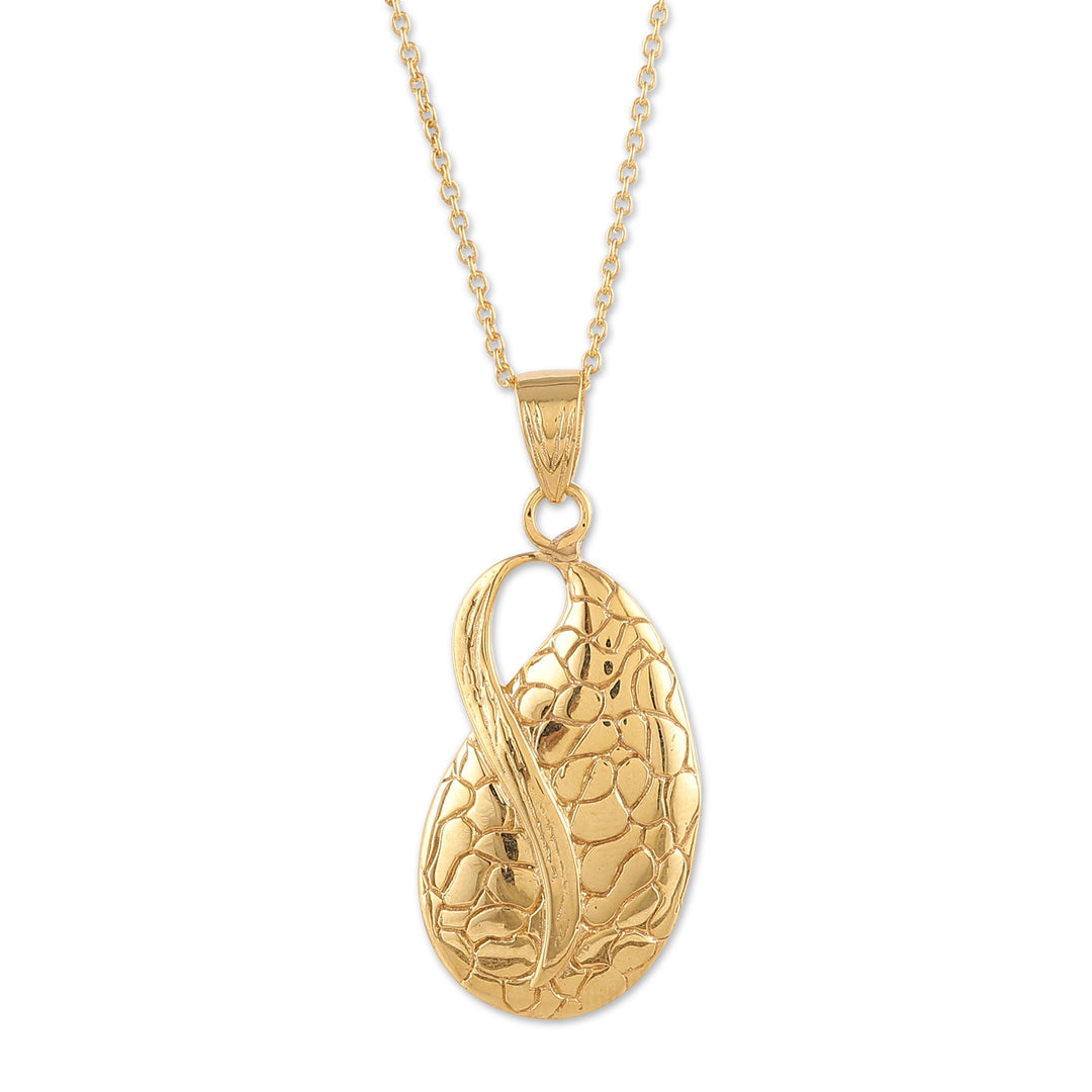 High-Polished Traditional Brass Pendant Necklace from India - A Sacred Drop