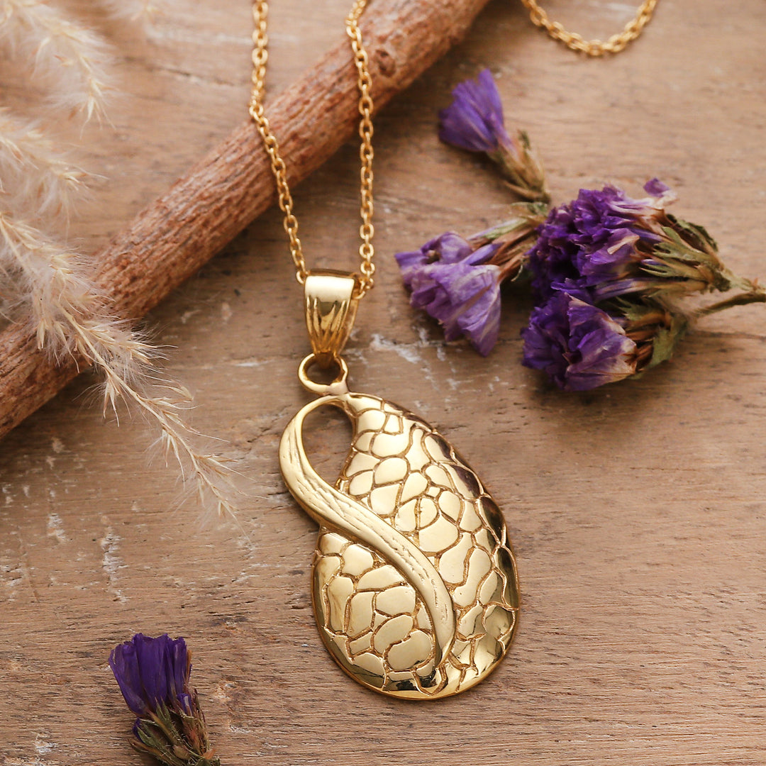 High-Polished Traditional Brass Pendant Necklace from India - A Sacred Drop