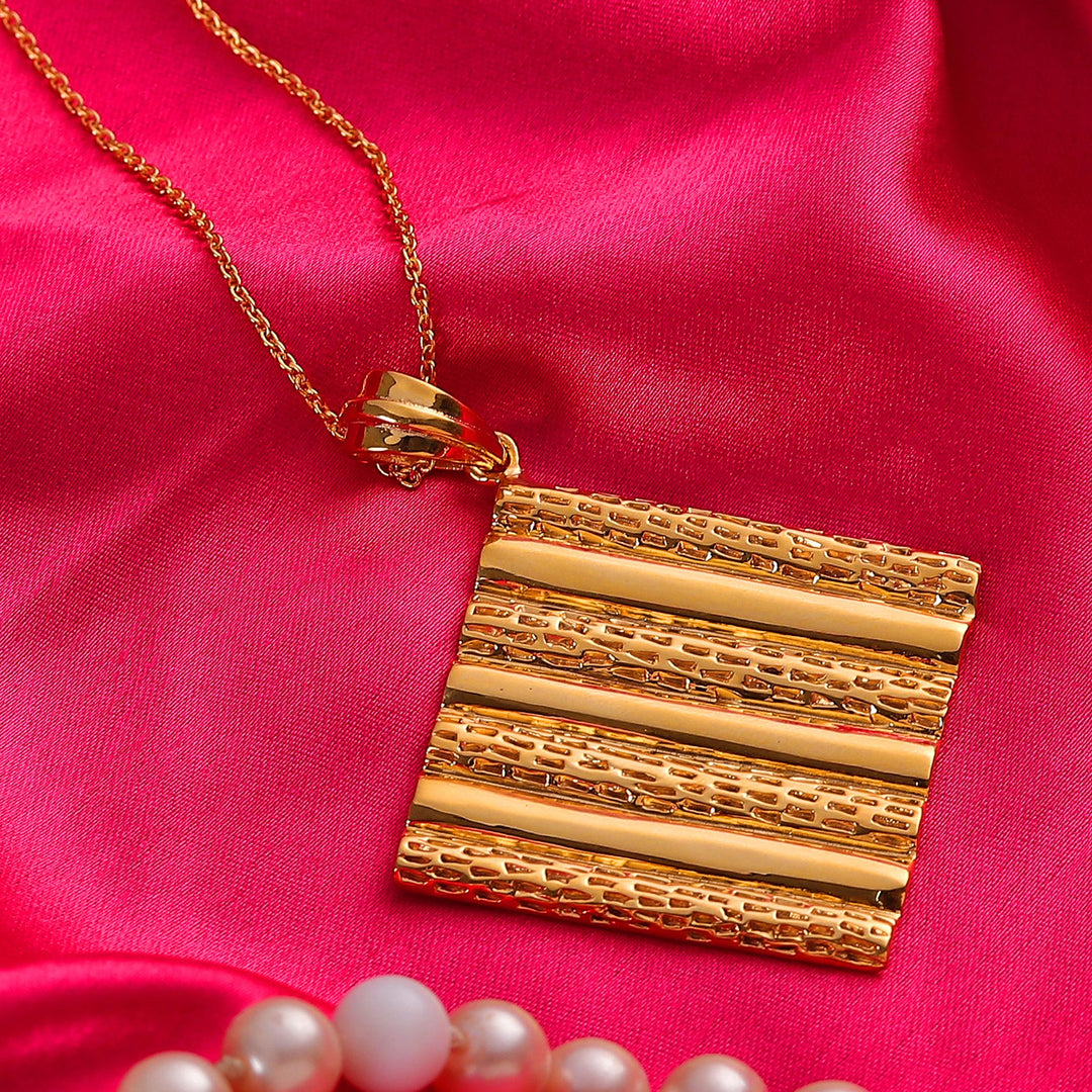 High-Polished Diamond-Shaped Brass Pendant Necklace - Paths of Prosperity