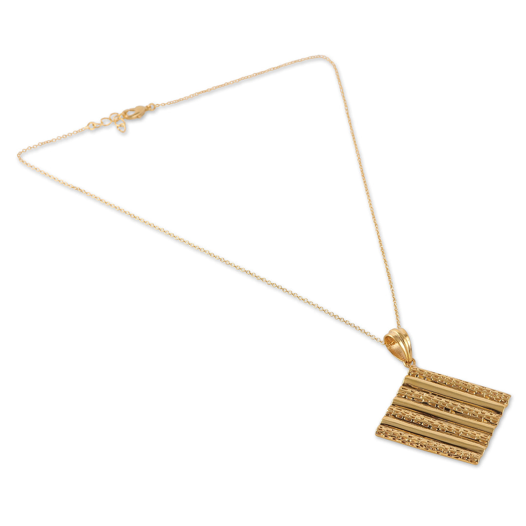 High-Polished Diamond-Shaped Brass Pendant Necklace - Paths of Prosperity