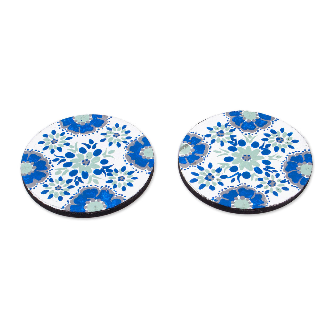 Floral Talavera-Style Hand-Painted Wood Coasters - Talavera Toast