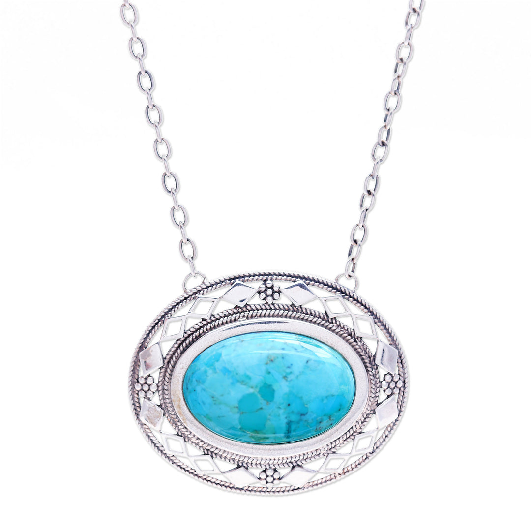 Thai Handcrafted Reconstituted Turquoise Pendant Necklace - Infinite Lagoon